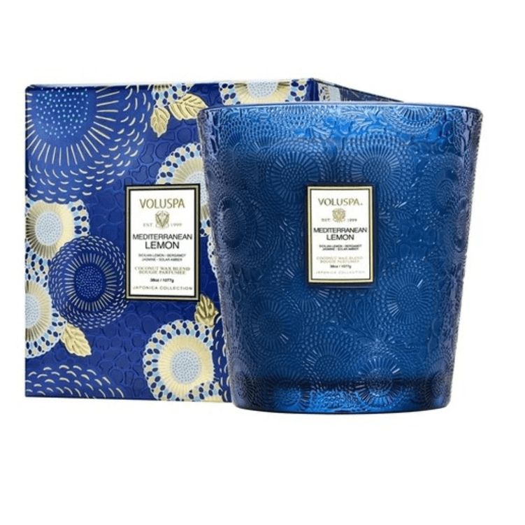 Vela Pote Vidro G 100H Tampa Vidro Relevo White Cypress - Voluspa -4- Vela Pote Vidro G 100H Tampa Vidro Relevo White Cypress - Voluspa -4-